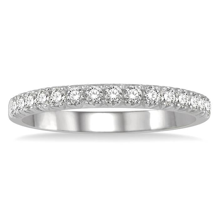 1/3 Ctw 15Stones Round Cut Diamond Wedding Band in 14K White Gold