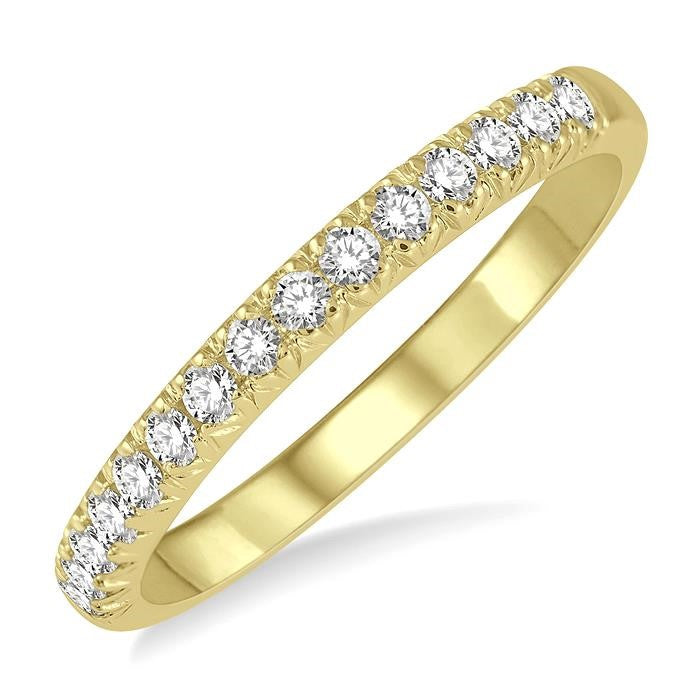 1/4 Ctw 15Stones Round Cut Diamond Wedding Band in 14K Yellow Gold