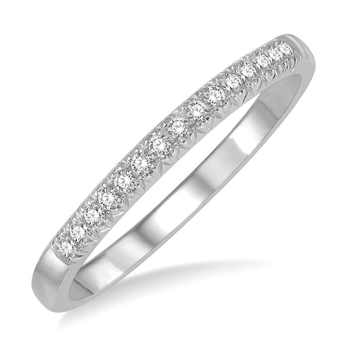 1/10 Ctw 15Stones Round Cut Diamond Wedding Band in 14K White Gold