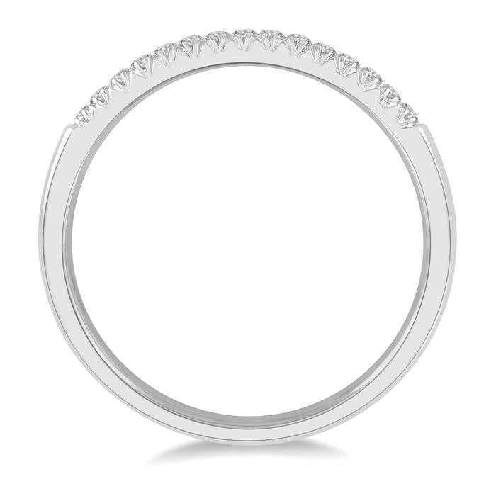 1/10 Ctw 15Stones Round Cut Diamond Wedding Band in 14K White Gold