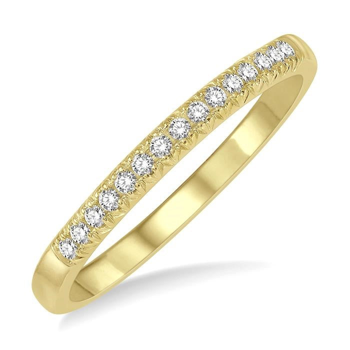 1/10 Ctw 15Stones Round Cut Diamond Wedding Band in 14K Yellow Gold