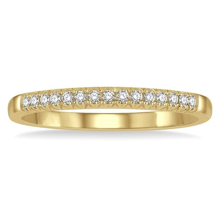 1/10 Ctw 15Stones Round Cut Diamond Wedding Band in 14K Yellow Gold