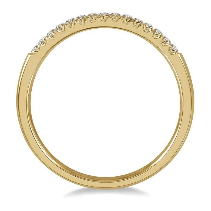 1/10 Ctw 15Stones Round Cut Diamond Wedding Band in 14K Yellow Gold