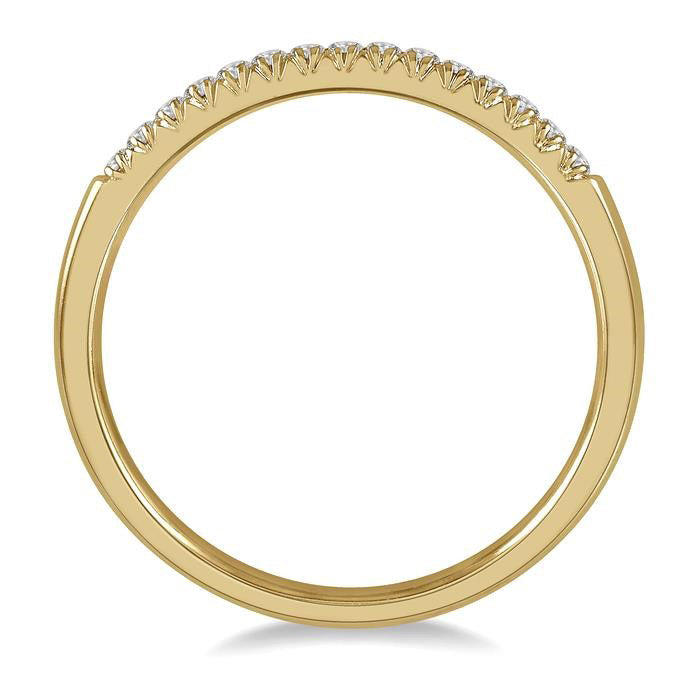1/10 Ctw 15 Stones Round Cut Diamond Wedding Band in 14K Yellow Gold