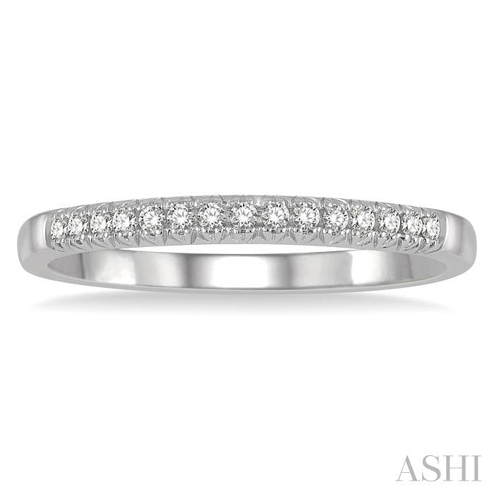 1/10 Ctw 15Stones Round Cut Diamond Wedding Band in 14K White Gold
