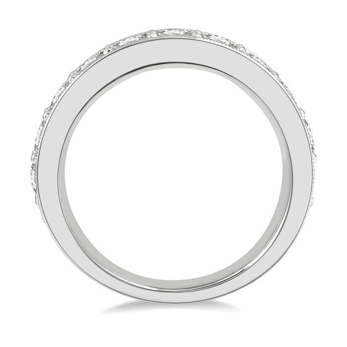 1 1/2 Ctw Round Cut Diamond Wedding Band in 14K White Gold
