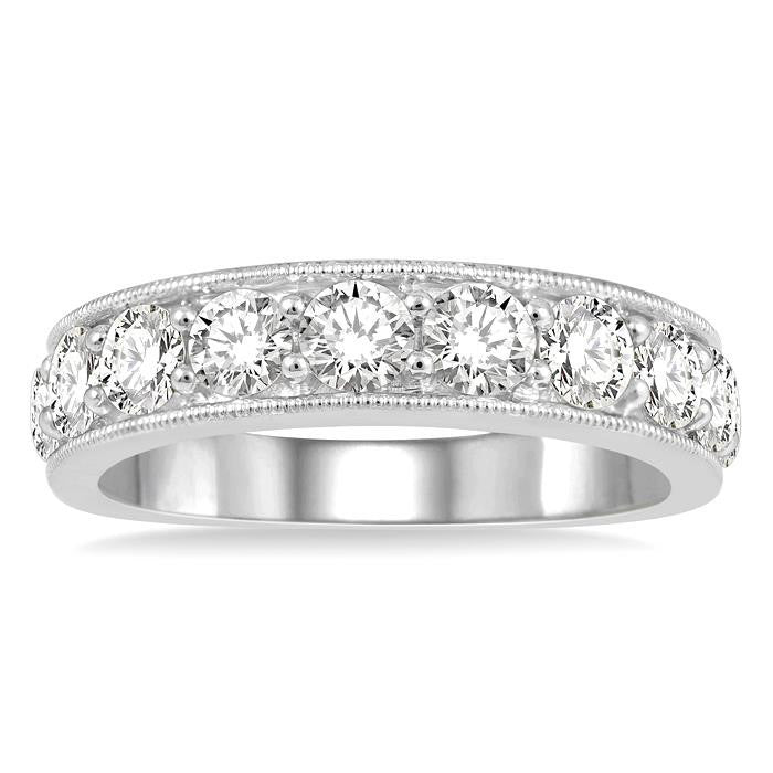 2 Ctw Round Cut Diamond Wedding Band in 14K White Gold