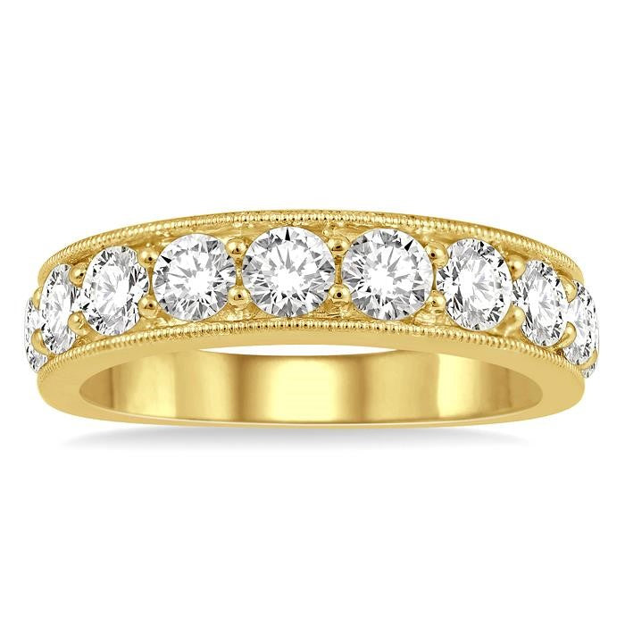 2 Ctw Round Cut Diamond Wedding Band in 14K Yellow Gold