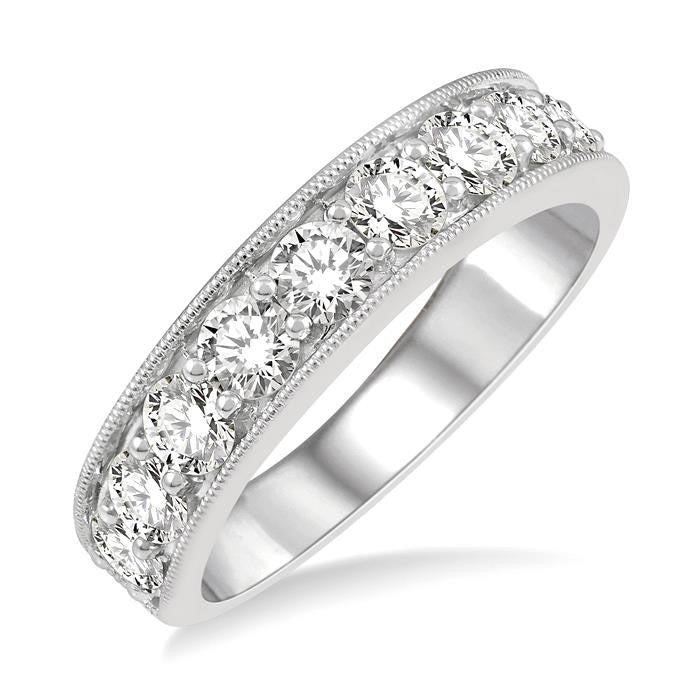 1 1/2 Ctw Round Cut Diamond Wedding Band in 14K White Gold