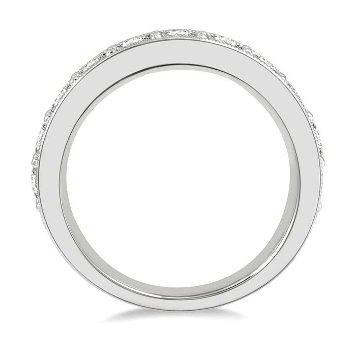 1 1/2 Ctw Round Cut Diamond Wedding Band in 14K White Gold
