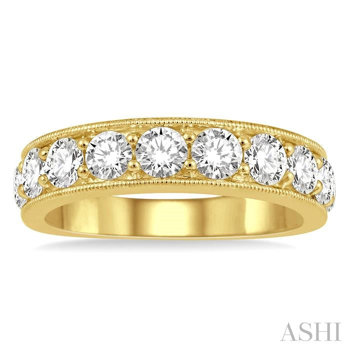 2 Ctw Round Cut Diamond Wedding Band in 14K Yellow Gold