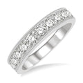 1 Ctw Round Cut Diamond Wedding Band in 14K White Gold