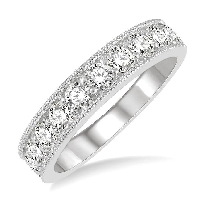 1 Ctw Round Cut Diamond Wedding Band in 14K White Gold