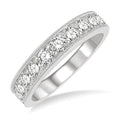 1 Ctw Round Cut Diamond Wedding Band in 14K White Gold