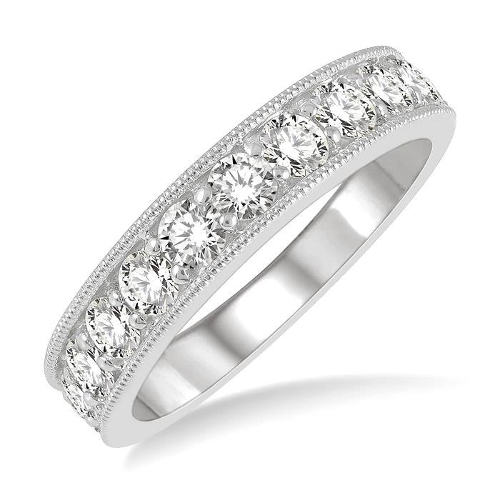 1 Ctw Round Cut Diamond Wedding Band in 14K White Gold