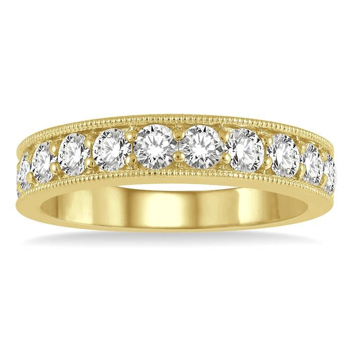 1 Ctw Round Cut Diamond Wedding Band in 14K Yellow Gold