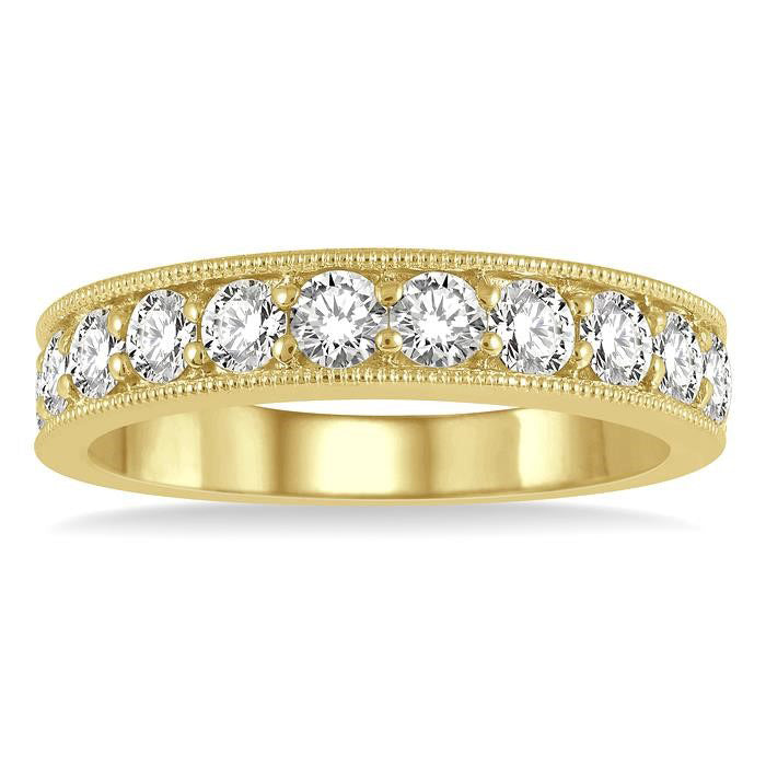 1 Ctw Round Cut Diamond Wedding Band in 14K Yellow Gold