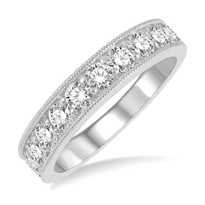 1 Ctw Round Cut Diamond Wedding Band in 14K White Gold