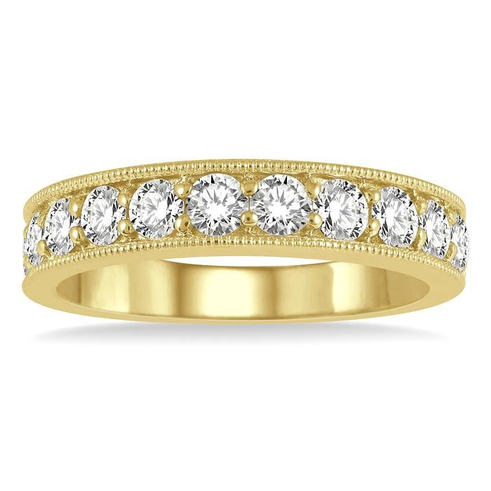 1 Ctw Round Cut Diamond Wedding Band in 14K Yellow Gold