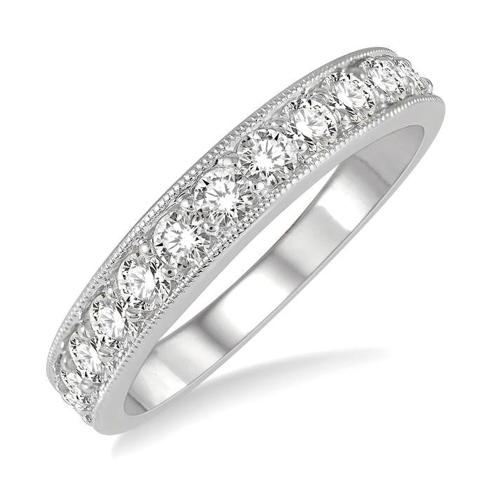 3/4 Ctw Round Cut Diamond Wedding Band in 14K White Gold