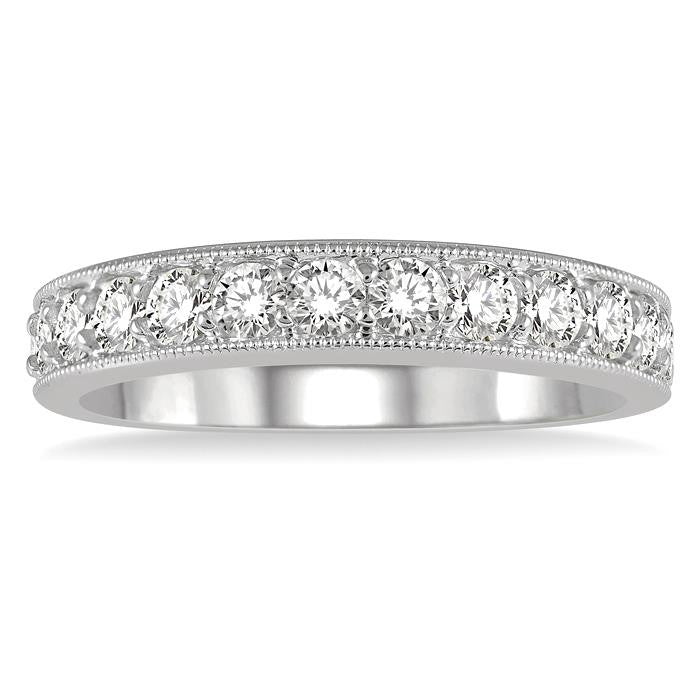 3/4 Ctw Round Cut Diamond Wedding Band in 14K White Gold