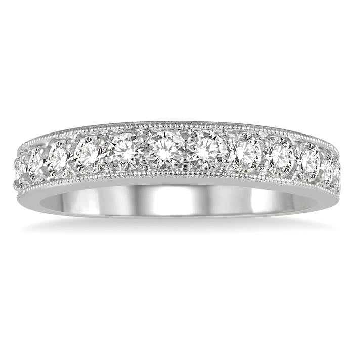 3/4 Ctw Round Cut Diamond Wedding Band in 14K White Gold