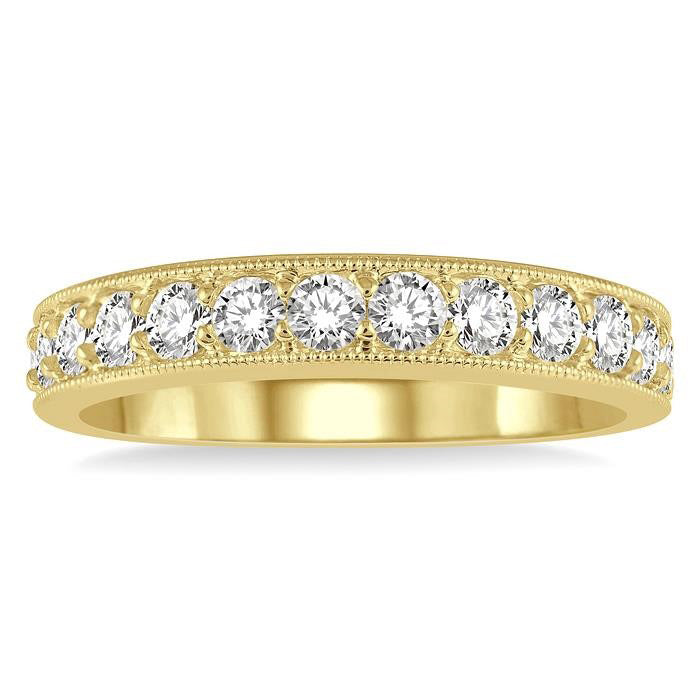 3/4 Ctw Round Cut Diamond Wedding Band in 14K Yellow Gold