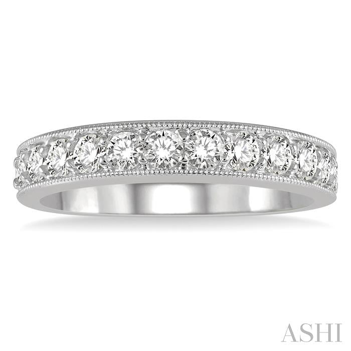 3/4 Ctw Round Cut Diamond Wedding Band in 14K White Gold