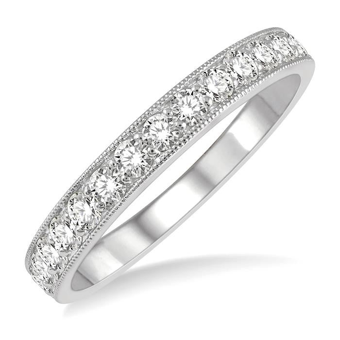 1/2 Ctw Round Cut Diamond Wedding Band in 14K White Gold