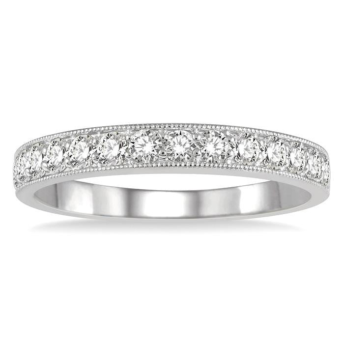 1/2 Ctw Round Cut Diamond Wedding Band in 14K White Gold