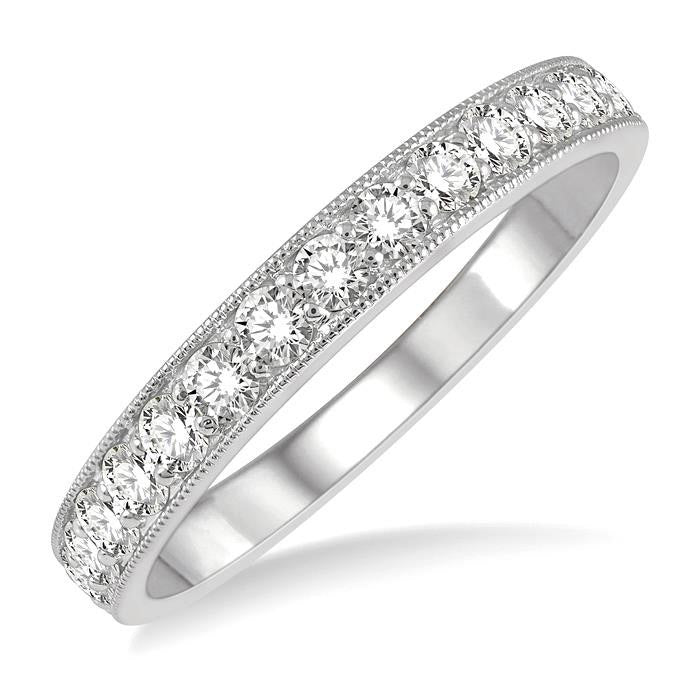 1/2 Ctw Round Cut Diamond Wedding Band in 14K White Gold