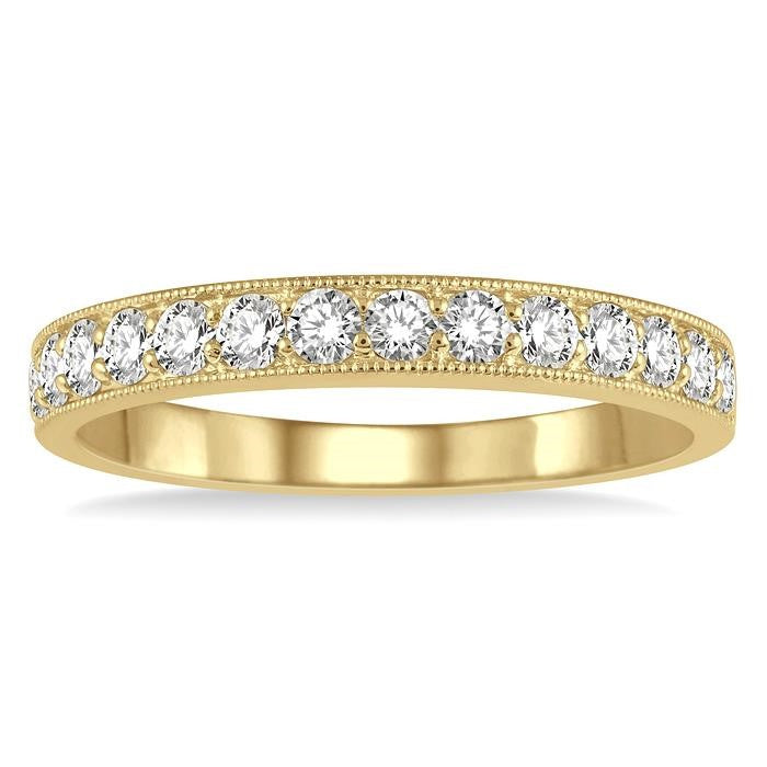 1/2 Ctw Round Cut Diamond Wedding Band in 14K Yellow Gold
