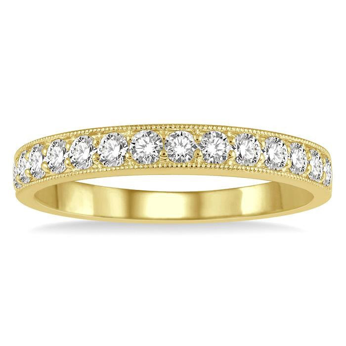 1/2 Ctw Round Cut Diamond Wedding Band in 14K Yellow Gold