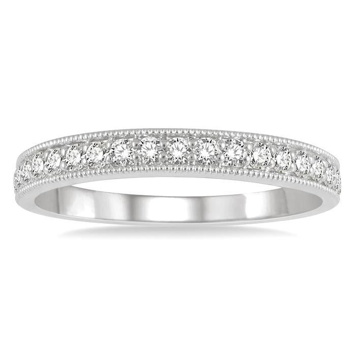 1/3 Ctw Round Cut Diamond Wedding Band in 14K White Gold