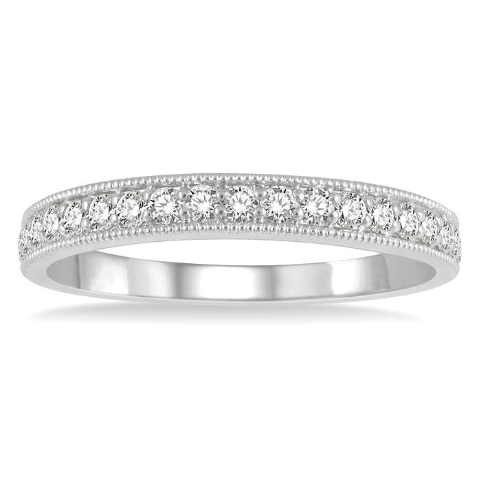 1/3 Ctw Round Cut Diamond Wedding Band in 14K White Gold