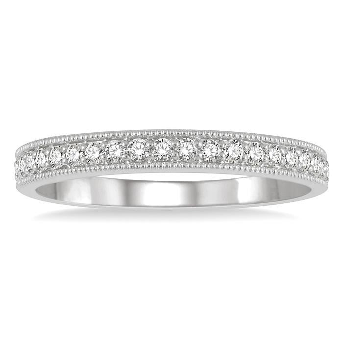 1/4 Ctw Round Cut Diamond Wedding Band in 14K White Gold