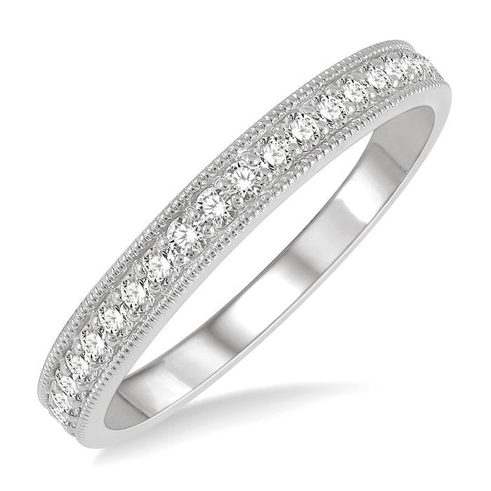 1/4 Ctw Round Cut Diamond Wedding Band in 14K White Gold