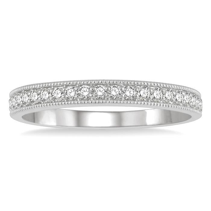 1/4 Ctw Round Cut Diamond Wedding Band in 14K White Gold
