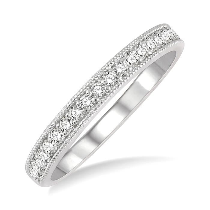 1/4 Ctw Round Cut Diamond Wedding Band in 14K White Gold