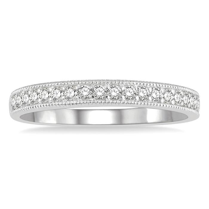 1/4 Ctw Round Cut Diamond Wedding Band in 14K White Gold