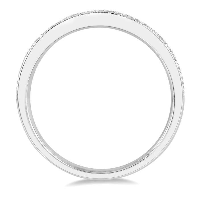 1/10 Ctw Round Cut Diamond Wedding Band in 14K White Gold