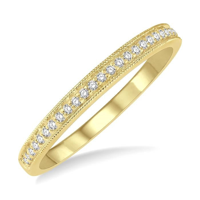 1/10 Ctw Round Cut Diamond Wedding Band in 14K Yellow Gold