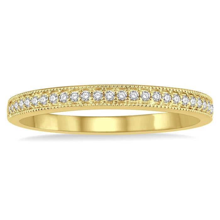 1/10 Ctw Round Cut Diamond Wedding Band in 14K Yellow Gold