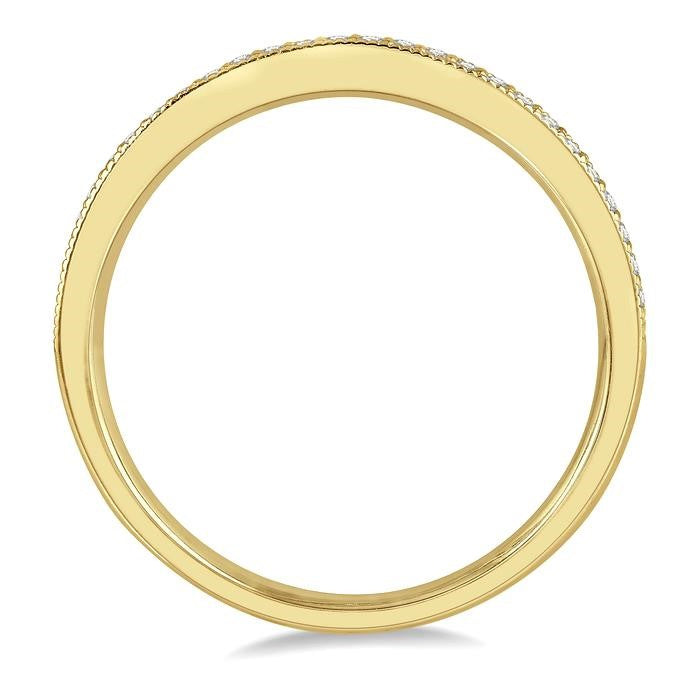 1/10 Ctw Round Cut Diamond Wedding Band in 14K Yellow Gold