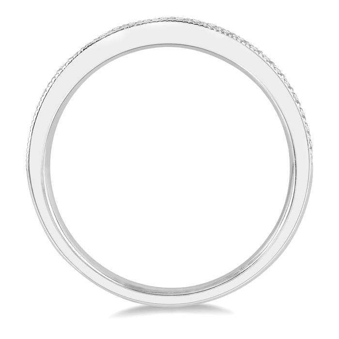 1/10 Ctw Round Cut Diamond Wedding Band in 14K White Gold