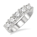 2 Ctw 5 Stone Round Cut Diamond Wedding Band in 14K White Gold