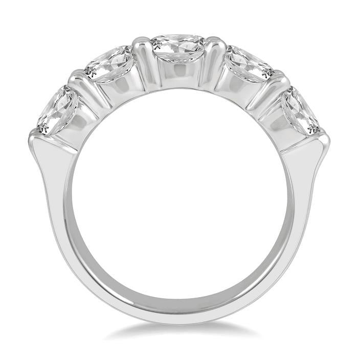 3 Ctw 5 Stone Round Cut Diamond Wedding Band in 14K White Gold