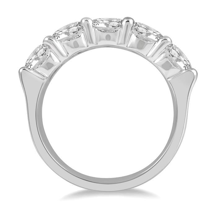 2 1/2 Ctw 5 Stone Round Cut Diamond Wedding Band in 14K White Gold