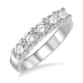 1 Ctw Round Cut Diamond 5 Stone Wedding Band in 14K White Gold