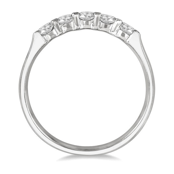 1/2 Ctw 5 Stone Round Cut Diamond Wedding Band in 14K White Gold
